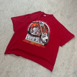 Red Y2K Biker Orang County Choppers Graphic Tee T-Shirt